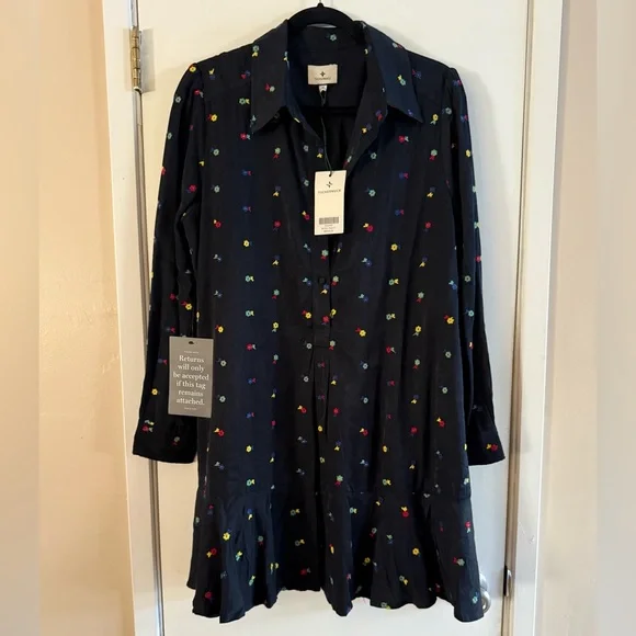 Tuckernuck Navy Embroidered Callahan Shirt Dress - Picture 4 of 8